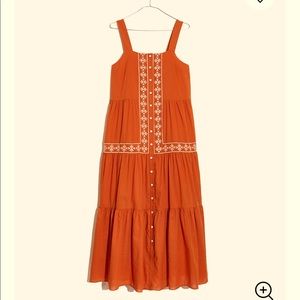 Madewell Embroidered Tiered Midi Dress (Large)